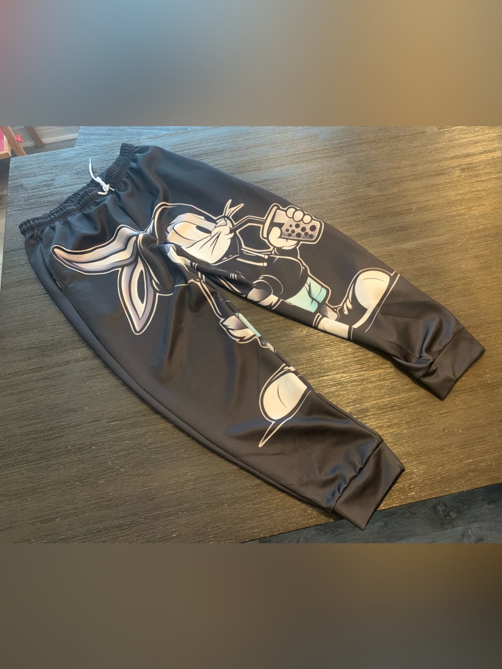 Black Graphic Bunny Jogger Leggings for Men